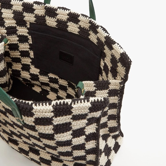 Clare V Summer Simple Tote Black/Cream Crochet Checker - Picture 5 of 14